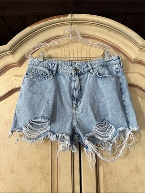 ?Free People Sample? Light Blue Distressed Denim Shorts size XL